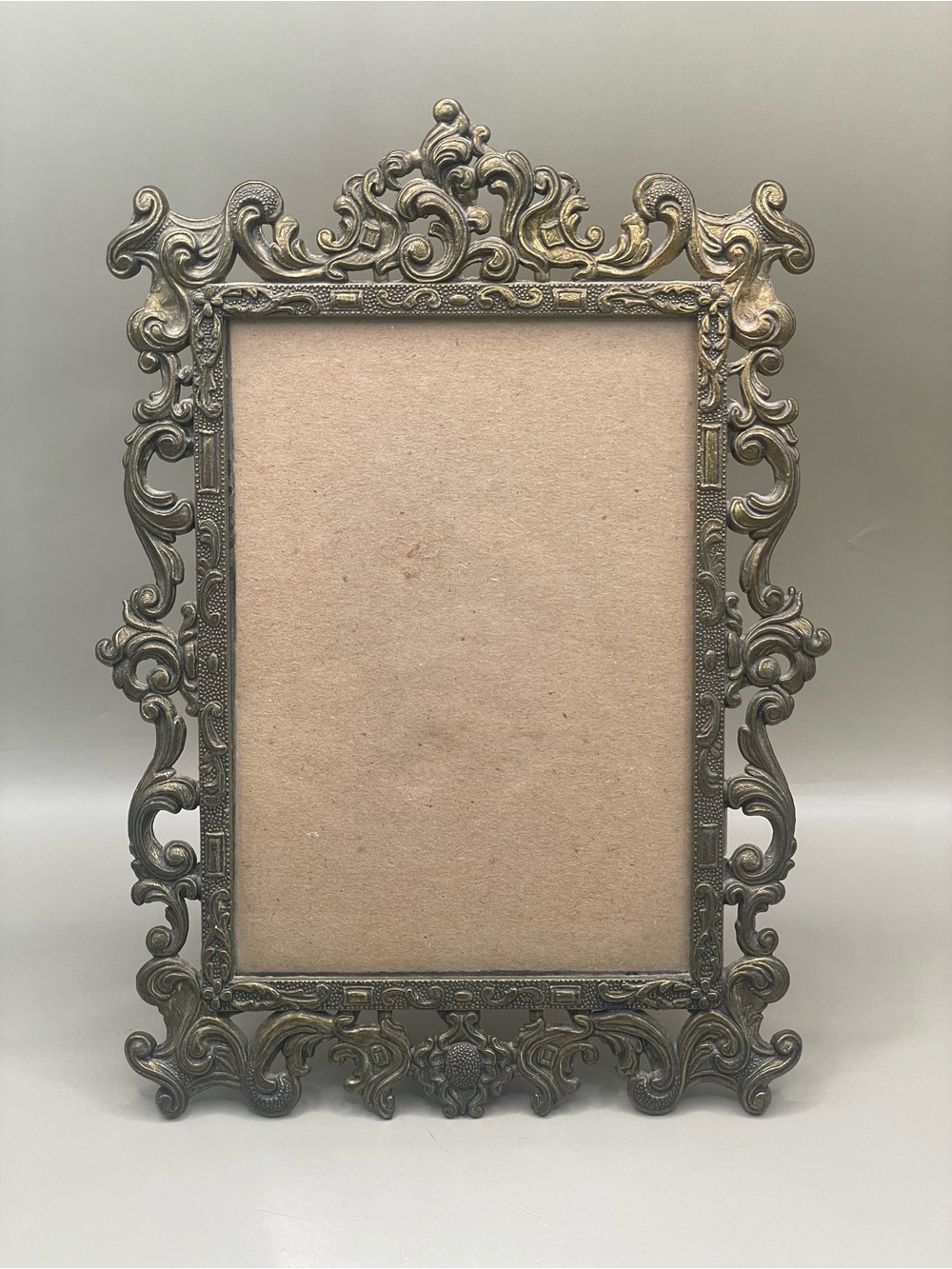 Vintage Victorian Bronze Tone Metal Made In Italy Picture 5.5x4” Frame